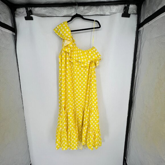 Lisa Marie Fernandez Target One Shoulder Dress Size 3X Linen Blend Polka Dot - Picture 8 of 8